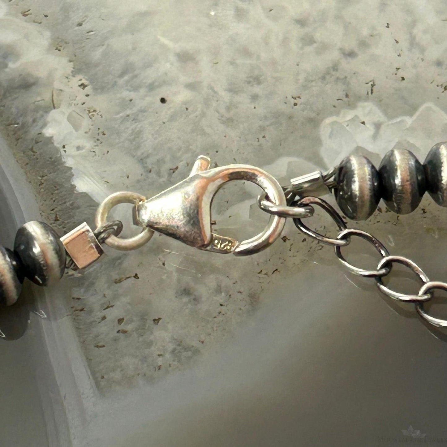 Sterling Silver Southwestern Style 4 mm Navajo Pearl Saucer Beads 18"- 20" Necklace For Women