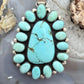 Antoinette Martinez Native American Sterling Silver Kingman Turquoise Cluster Pendant For Women