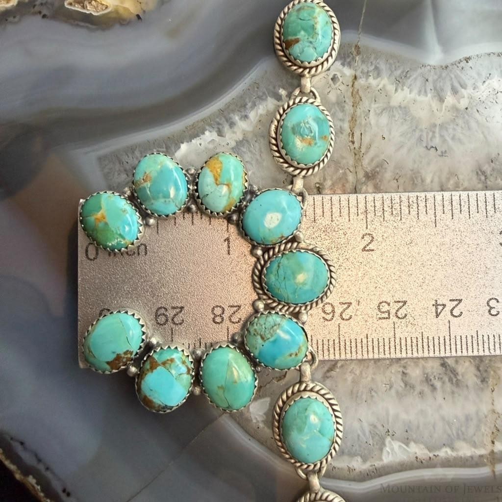 Sterling Silver Southwestern Style Mohave Turquoise Naja Necklace For Women