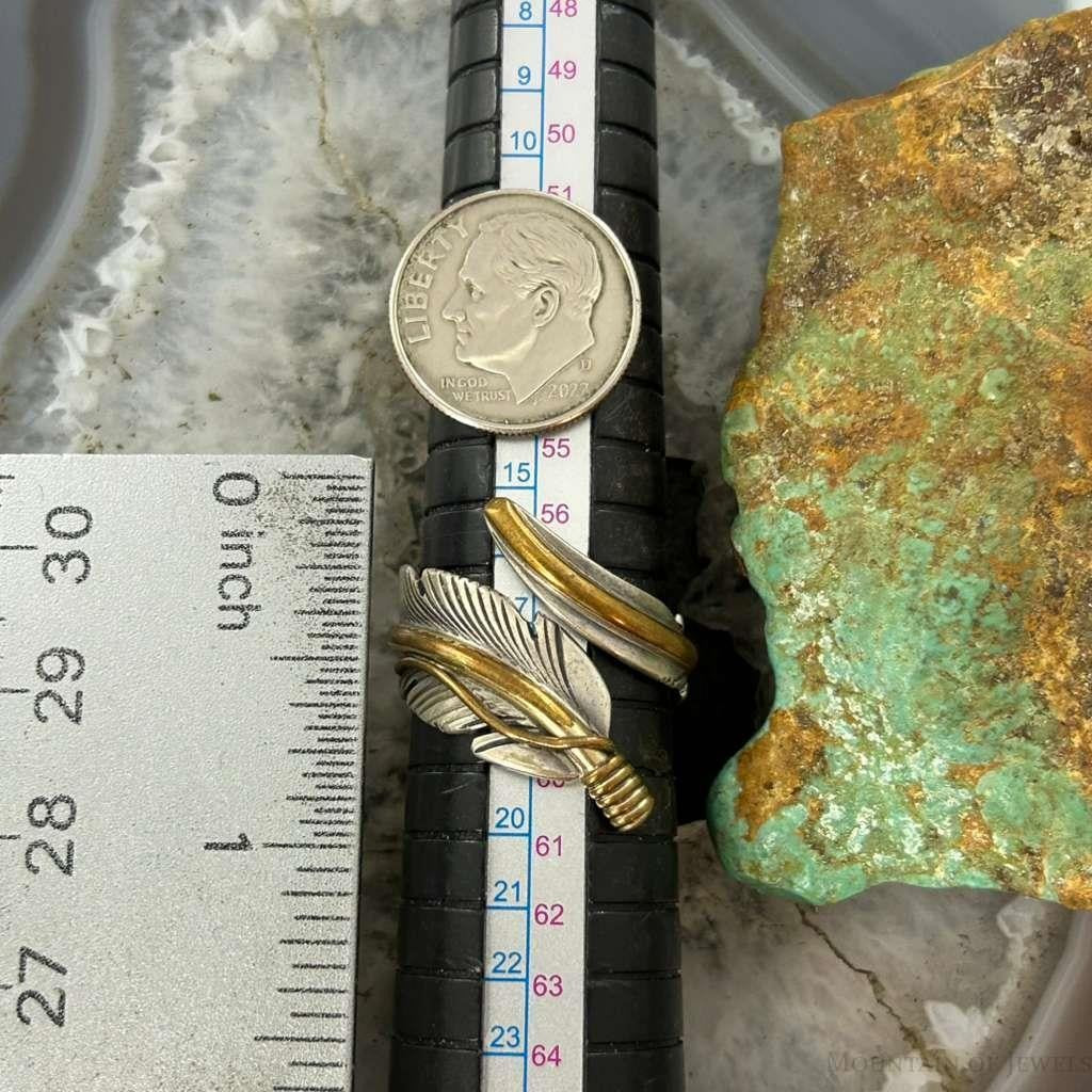 Harvey Mace Native American Sterling Silver & GF Feather Ring Size 8.5 For Women