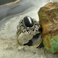 Carolyn Pollack Sterling Silver Oval Onyx Decorated Ring Size 5, 9 For Women