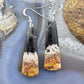 Sterling Silver Elongated Trapeze Plum Root Jasper Slab Dangle Earrings For Women #222