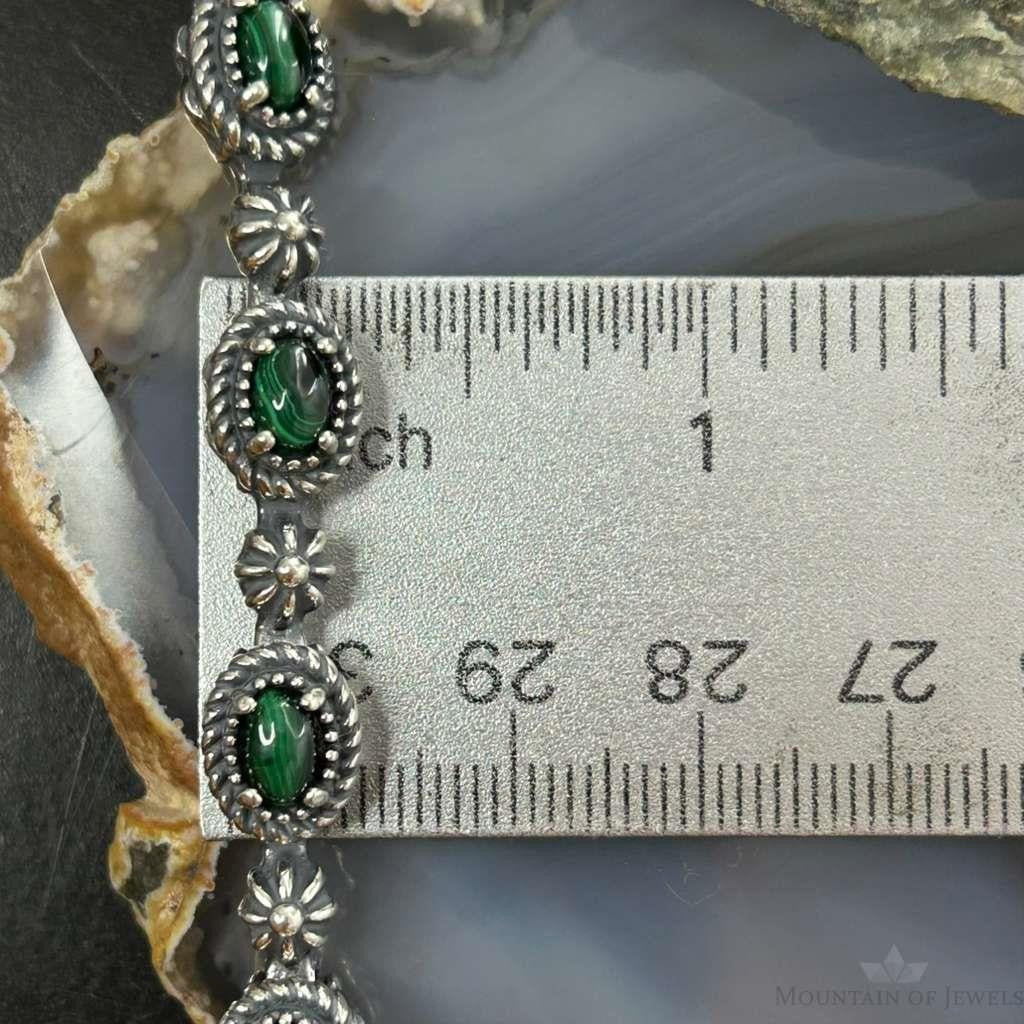 Carolyn Pollack Sterling Silver 9 Oval Malachite Link Bracelet For Women