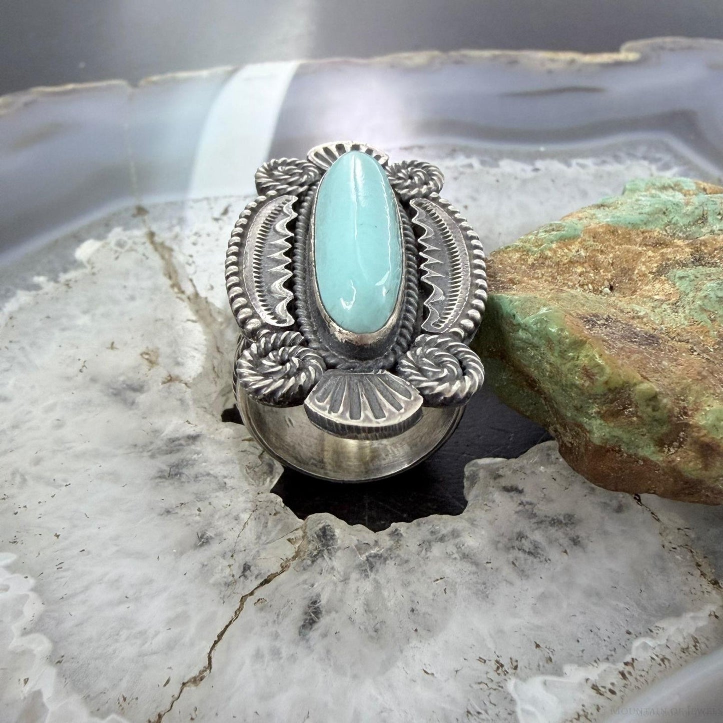 Michael Calladitto Native American Sterling Silver Turquoise Ring Size 7 For Women