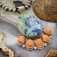 Sterling Silver Southwestern Style Azurite Chrysocolla & Spiny Oyster Decorated Pendant