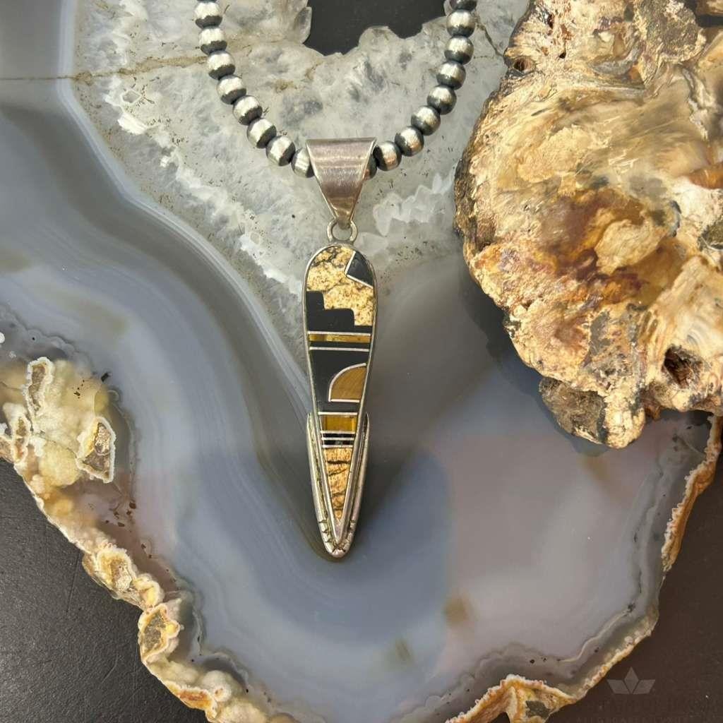 David Rosales Supersmith, Inc Sterling Silver Native Earth Multi Stone Inlay Unisex Pendant