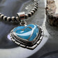 Native American Sterling Silver Blue Ridge Turquoise Double Heart Pendant For Women #4