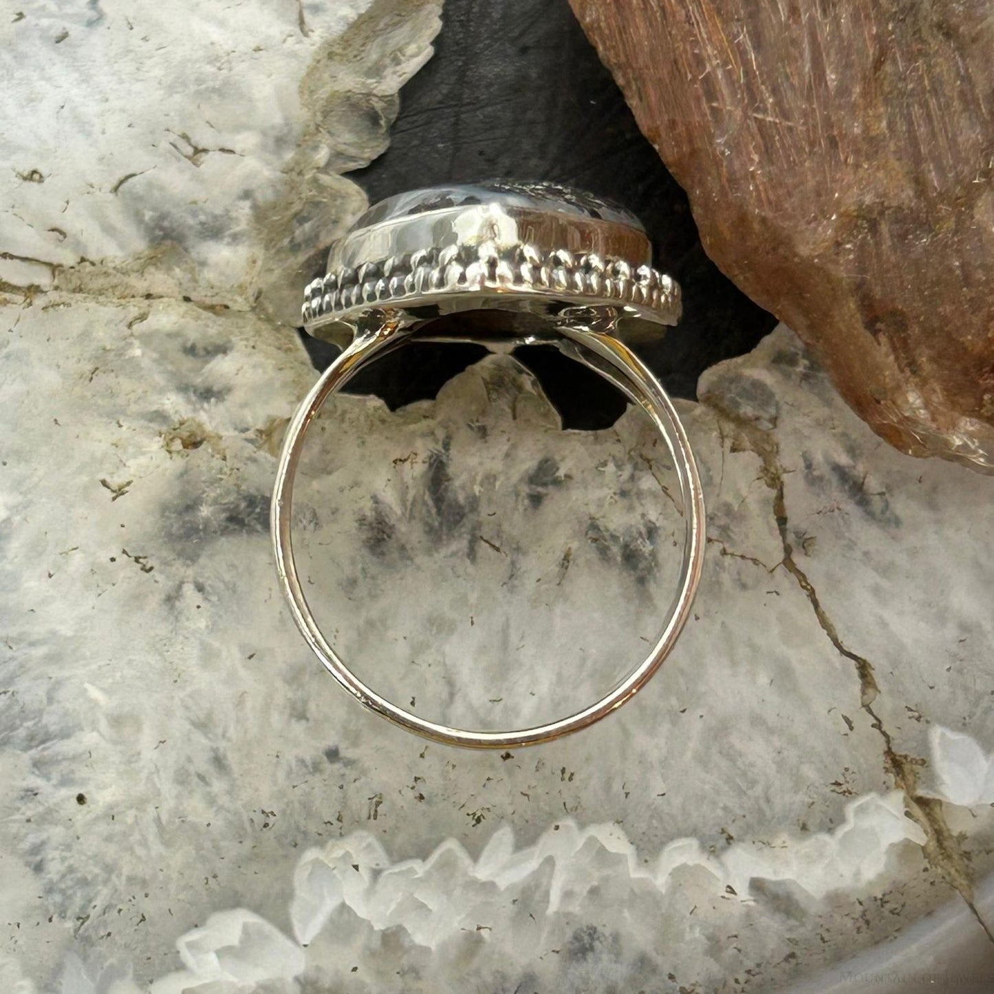 Sterling Silver Southwestern Style Teardrop Parral Dendritic Agate Ring Size 9 For Women