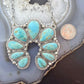Sterling Silver Southwestern Style Teardrop Graduated Turquoise Naja Necklace For Women