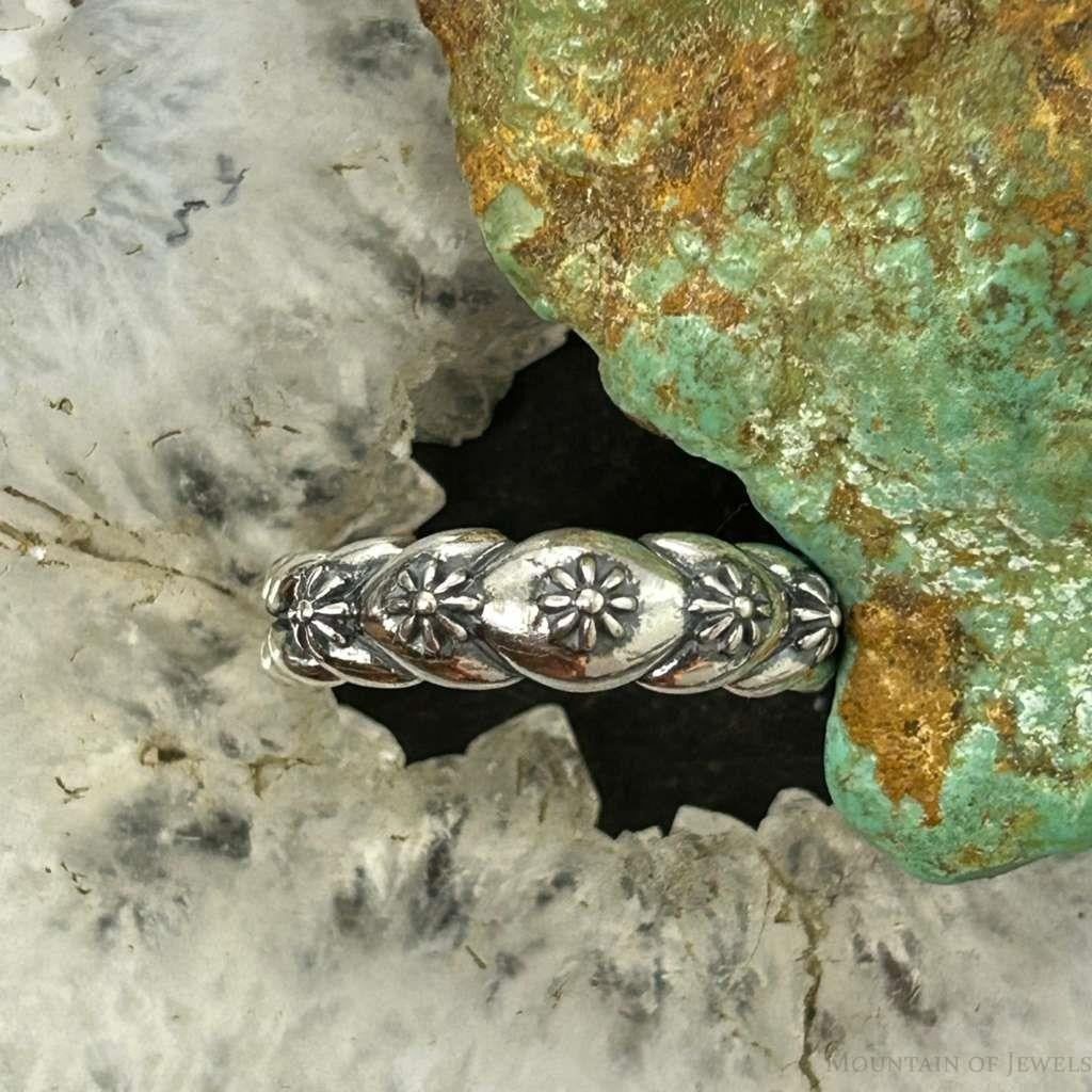 Carolyn Pollack Sterling Silver Decorated Flower Concho Ring Size 9 For Women