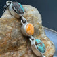 Sterling Silver Southwestern Style Turquoise & Spiny Oyster Lariat 24" Necklace For Women
