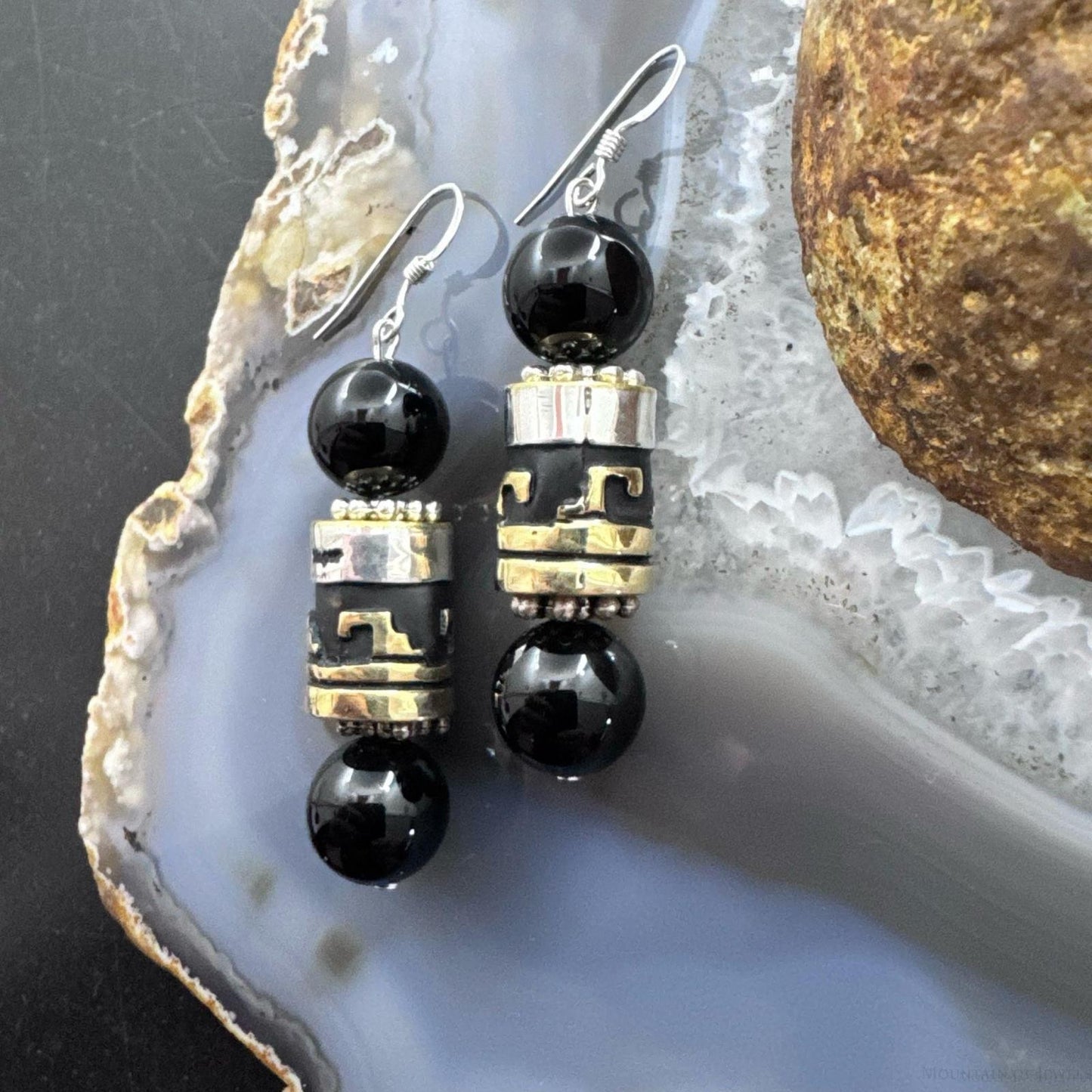 Tommy & Rosita Singer Sterling Silver Onyx Beads Dangle Earrings For Women