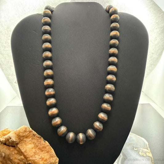 Copper 12 mm Navajo Pearl Beads Length 18"-22" Necklace For Women