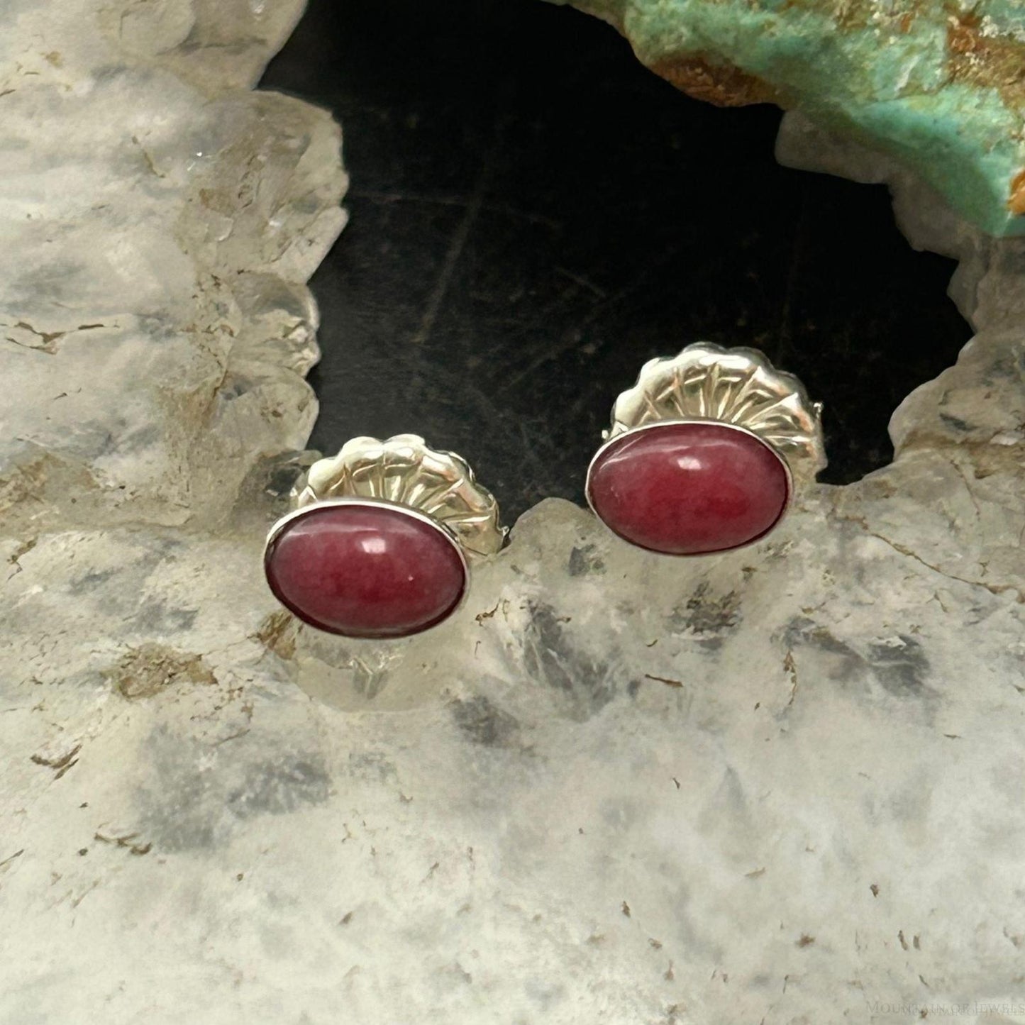 Carolyn Pollack Sterling Silver Oval Purple Spiny Oyster Stud Earrings For Women