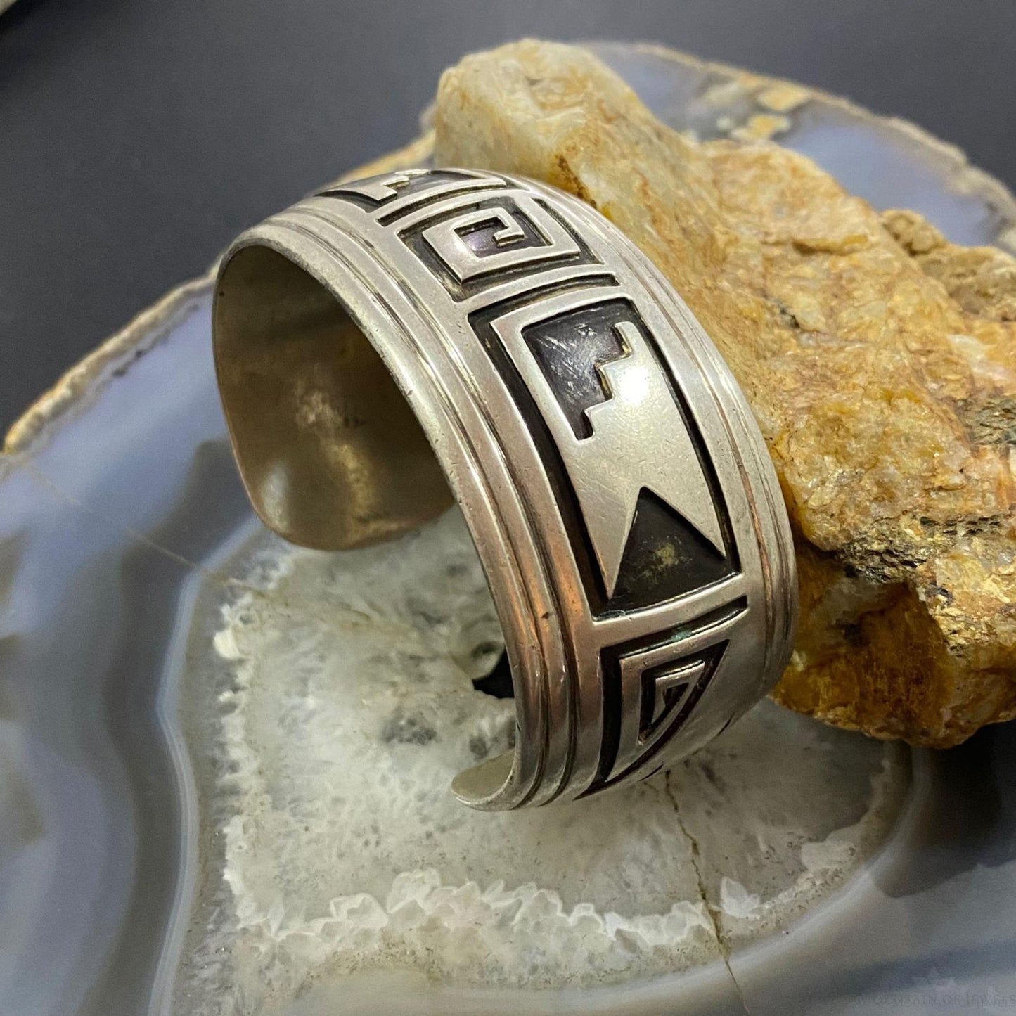 Vintage Native American Silver SW Motif Hopi Overlay Bracelet For Women #1