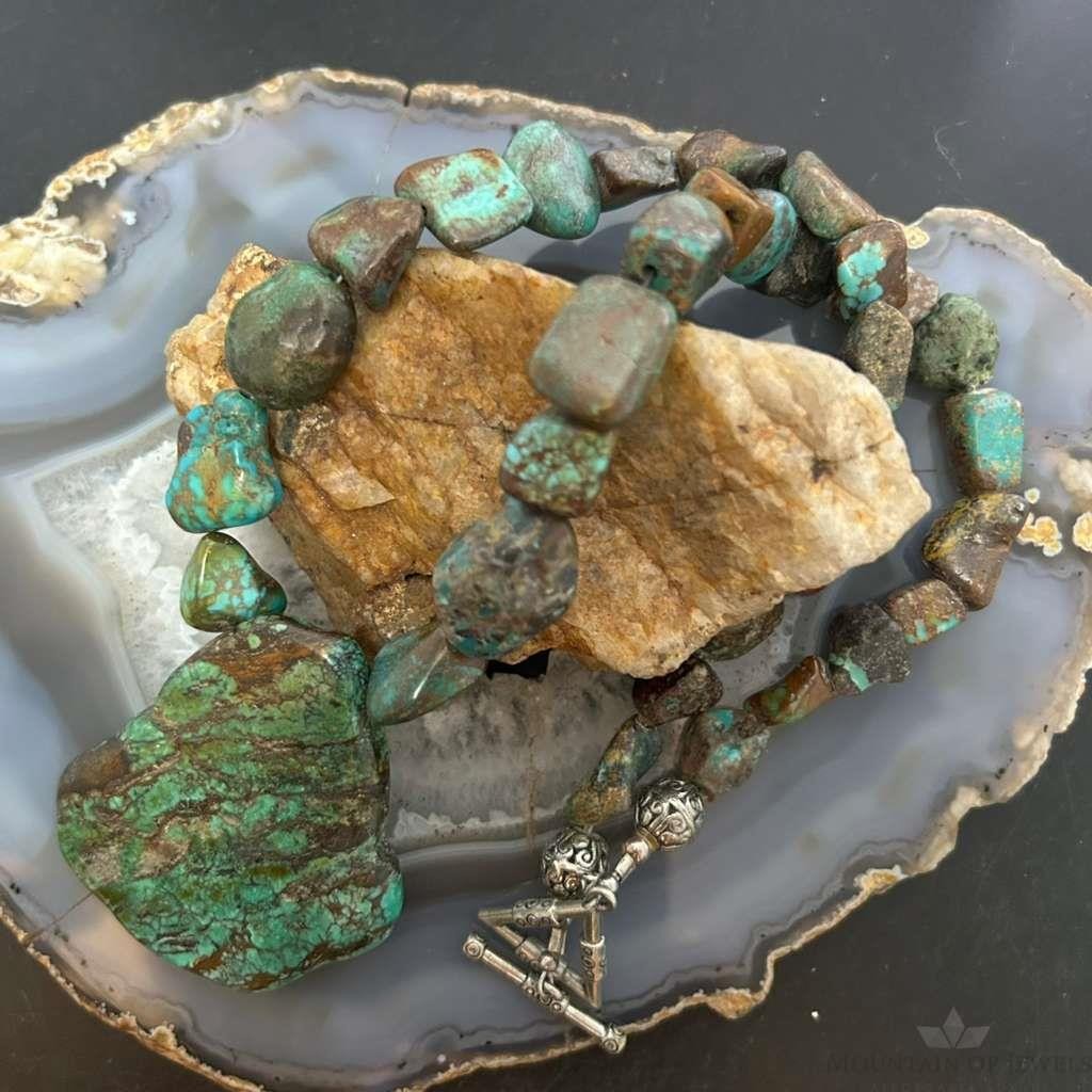 Vintage Chunky Natural Turquoise Stone w/Natural Turquoise Necklace For Women