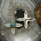 Sterling Silver Southwestern Style Round Mohave Turquoise Zia Dangle Earrings For Women