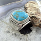Native American Sterling Silver Square Kingman Turquoise Shield Ring Size 11.25 For Men
