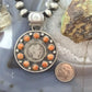 Genuine 1914 90% Silver Barber Head Dime Coin w/Orange Spiny Oyster Pendant