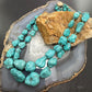 Vintage Silver Native American Graduated Rough Turquoise 18" Necklace For Women