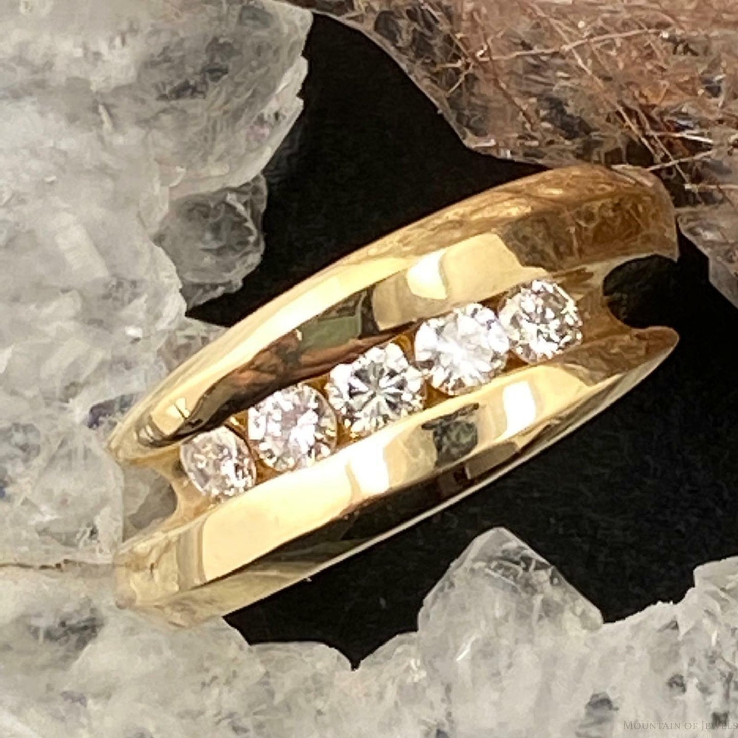 14K Yellow Gold Diamonds Bridal Ring Size 5.5