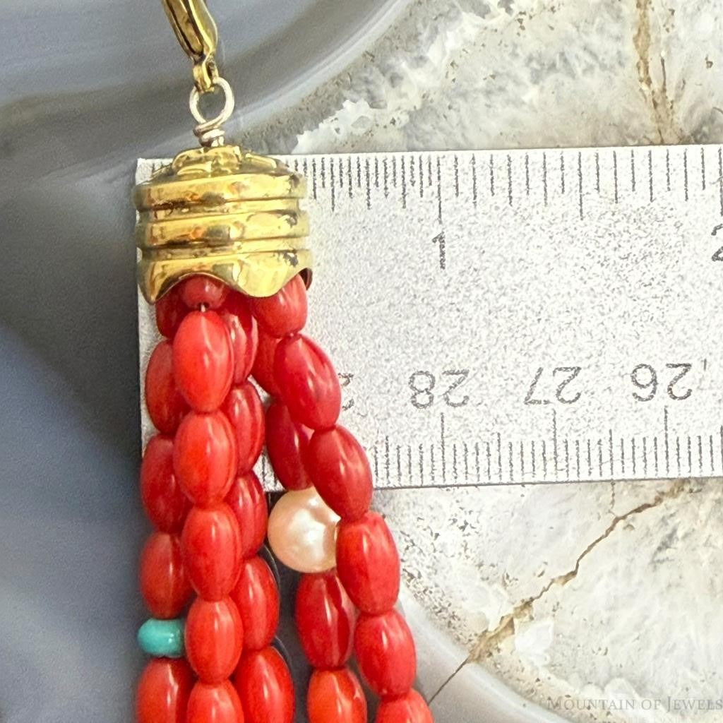 Carolyn Pollack Brass 5 Strands Red Jasper Beads 17"-20" Necklace For Women