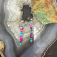 Sterling Silver Turquoise & Pink Dahlia Beads Long Dangle Earrings For Women