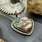 Sterling Silver Southwestern Style Turquoise Spiny Oyster Heart Pendant For Women