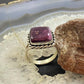 Native American Sterling Silver Purple Spiny Oyster Bar Ring Sz 9.25 For Women