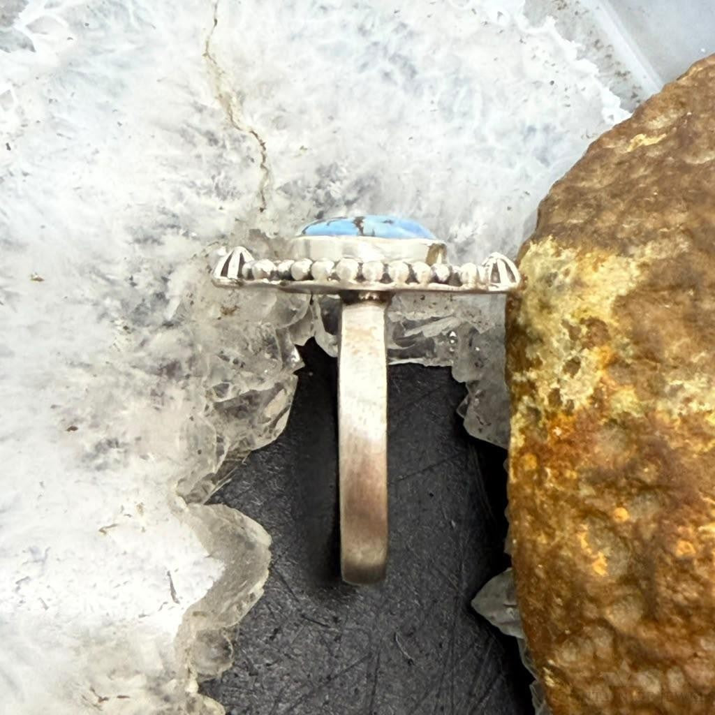 Sterling Silver Southwestern Style Golden Hill Turquoise Adjustable Ring For Women