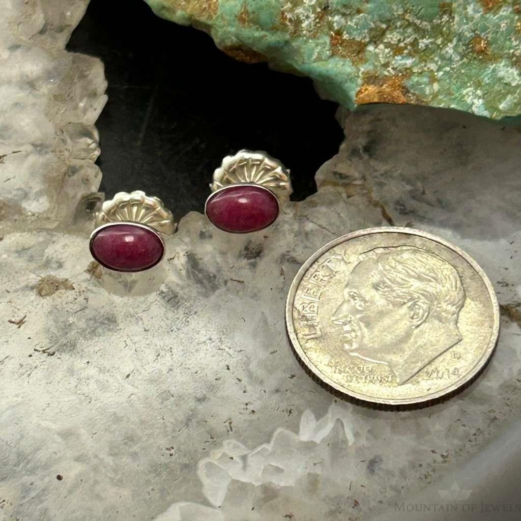 Carolyn Pollack Sterling Silver Oval Purple Spiny Oyster Stud Earrings For Women