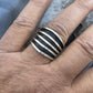 Tom Hawk Native American Sterling Silver Five Rows Band Ring Size 11.25 For Men