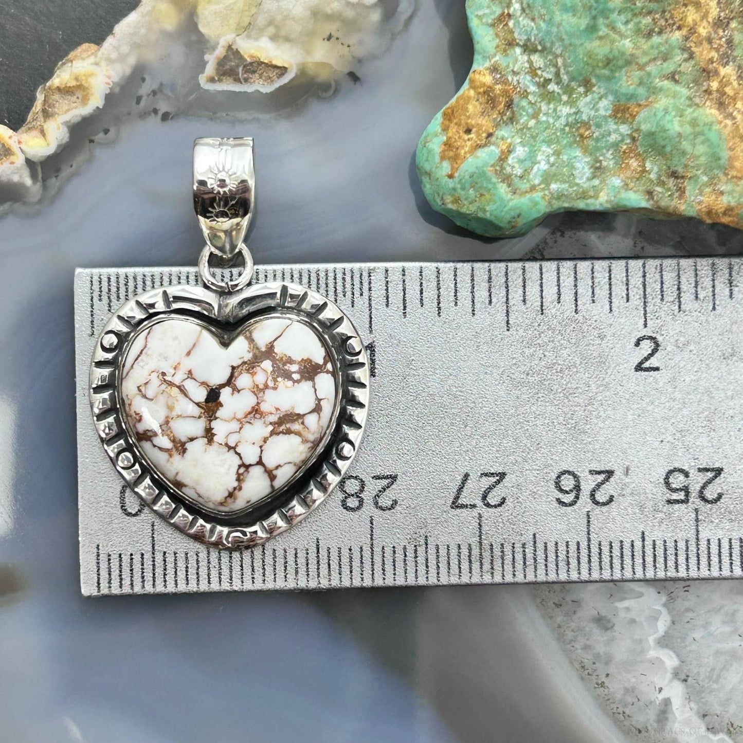 Sterling Silver Southwestern Style Wild Horse Decorated Heart Pendant For Women #2