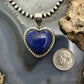 Sterling Silver Southwestern Style Lapis Heart Decorated Pendant For Women #4