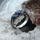 Carolyn Pollack Sterling Silver 3 Oval Denim Lapis Decorated Ring For Women