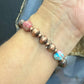 Southwestern Style 4-8mm Copper Navajo Pearl & 10mm Sediment Jasper Stretch Bracelet For Women