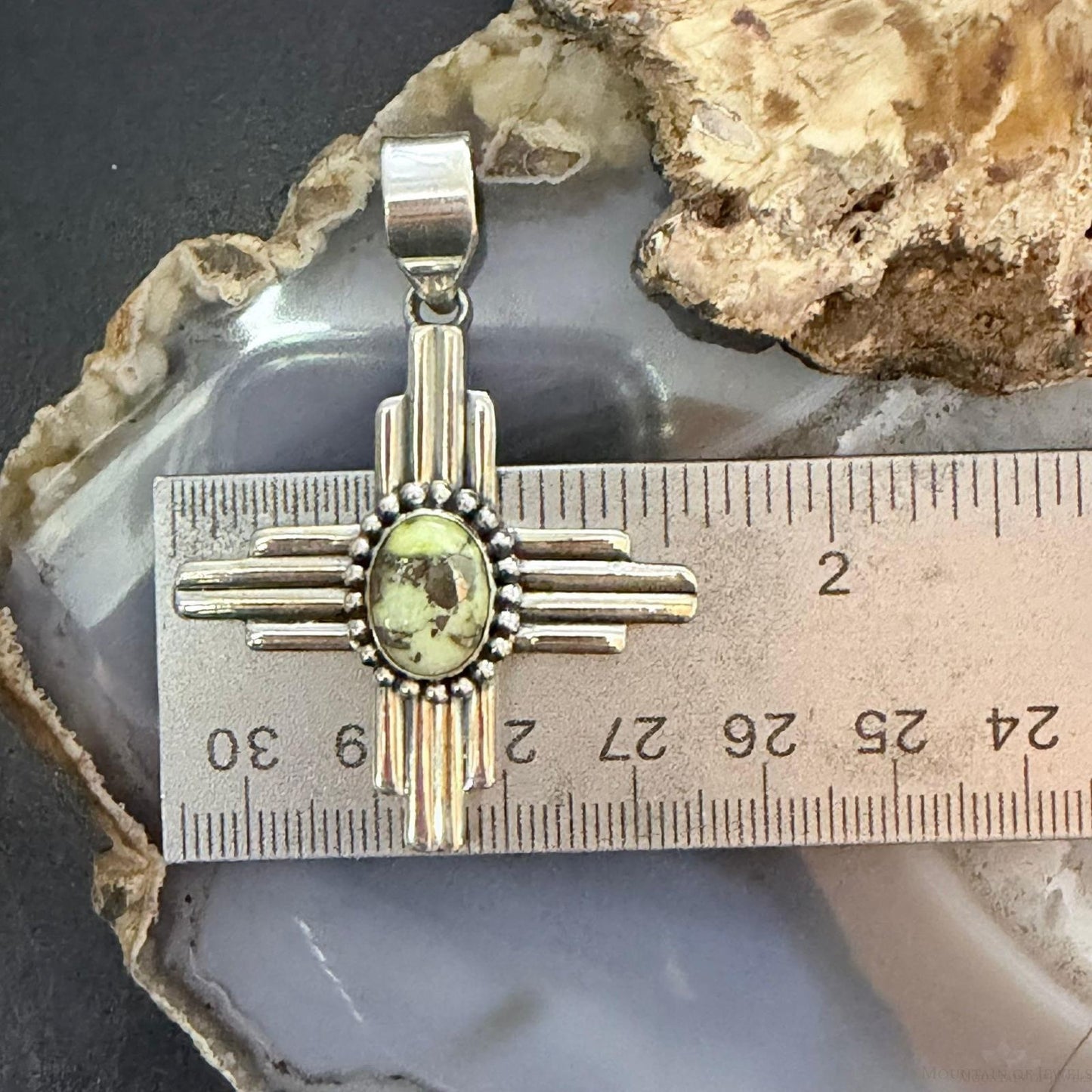 Sterling Silver Southwestern Style Oval Palamino Unisex Zia Pendant