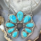 Sterling Silver Southwestern Style Teardrop Turquoise Naja 17" Necklace For Women