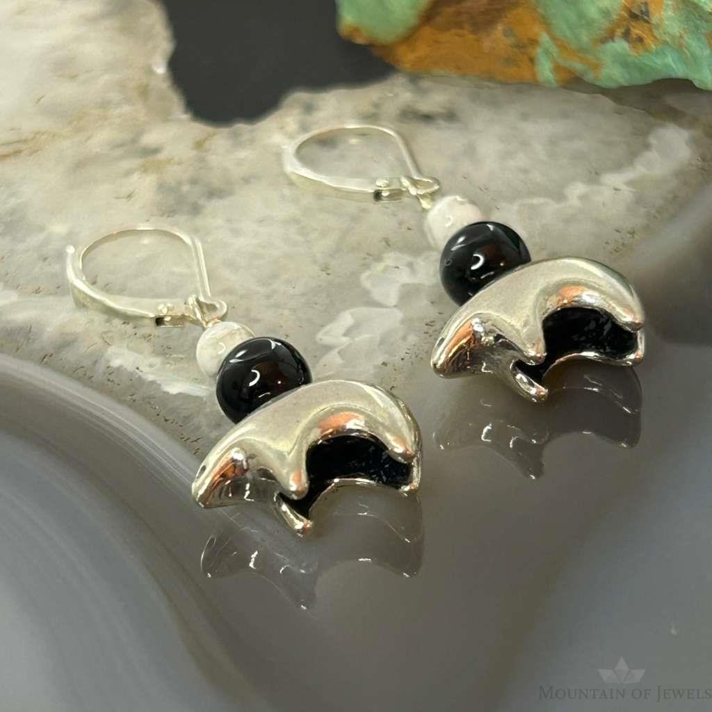 Carolyn Pollack Sterling Silver Fetish Bear w/Beads Dangle Earrings For Women