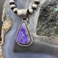 Native American Sterling Silver Triangle Charoite Decorated Pendant For Women