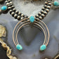 Sterling Silver Southwestern Style Turquoise Squash Blossom Necklace For Women