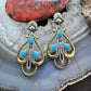 Carolyn Pollack Sterling Silver & Brass Sleeping Beauty Turquoise Post Dangle Earrings For Women