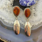 Native American Sterling Silver Teardrop Spiny Oyster Dangle Earrings For Women