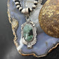 Sterling Silver Southwestern Style Oval Emerald Decorated Pendant For Women #1