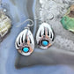 Native American Sterling Silver Bear Claw w/Turquoise Dangle Earrings For Women