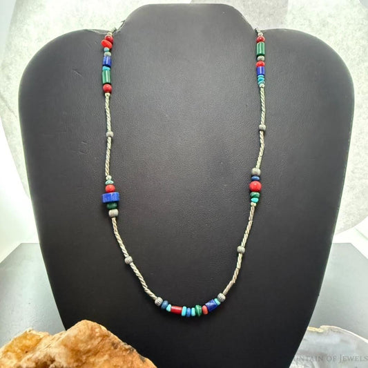 Carolyn Pollack Sterling Silver Multi Stone w/Cylinder Beads Necklace For Women