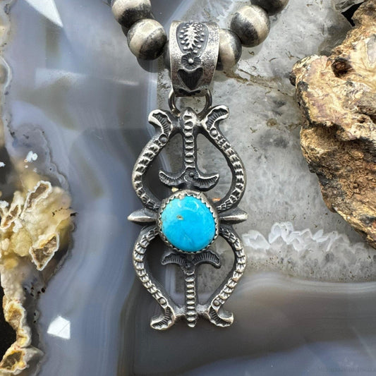 Eva & Linberg Billah Native American Sterling Silver Sandcast Turquoise Unisex Pendant
