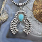 Sterling Silver Southwestern Style Teardrop Turquoise Decorated Unisex Naja Pendant