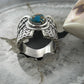 Sterling Silver Southwestern Style Mohave Turquoise Wing Ring Size 7 For Women