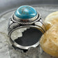 Native American Sterling Silver Oval Turquoise Shield Ring Size 10.75 For Men